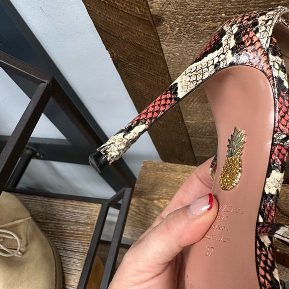 Aquazzura Snakeskin Multi-Strap Heels (Size 37 / US 6.5–7) - Picture 10 of 11